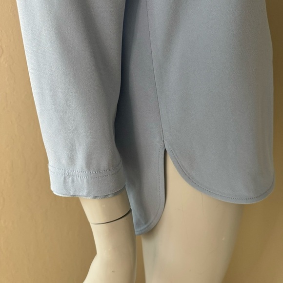 BOGNER Colette Powder Blue Crepe Blouse 3/4 Sleeve Scoop Neck - Picture 11 of 16